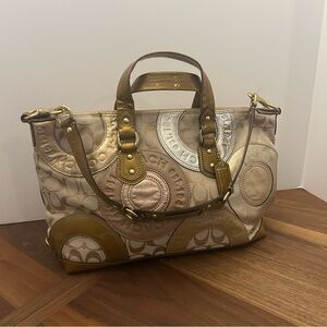 Coach Ashley Patchwork Metallic Fabric and Patent Leather F15474 Tote